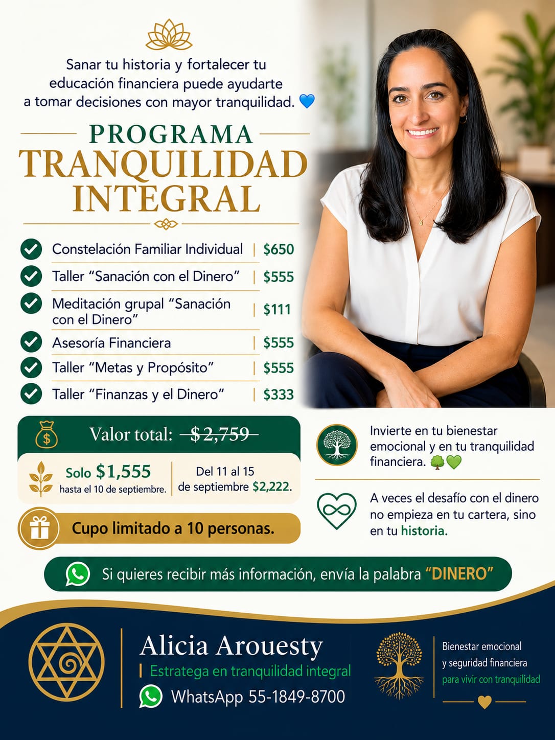 Programa Tranquilidad Integral · edición septiembre, cupo limitado a 10 personas